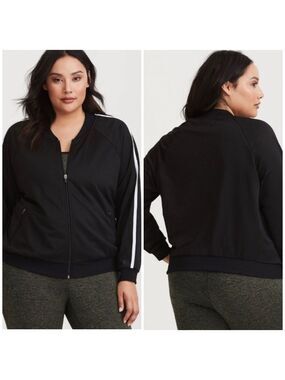 TORRID Active Black And White Hooded Track Jacket